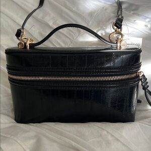 H&M Black Crossbody Bag with Gold Accents